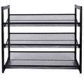 Organize It All 3 Tier Shoe Rack Organizer with Mesh Black: Iron Frame, Holds 12 Pairs, Freestanding, 29" W x 24.4" D x 12" H
