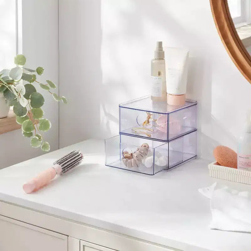 Plastic Clear Stackable 2-Drawer Organizer 6''