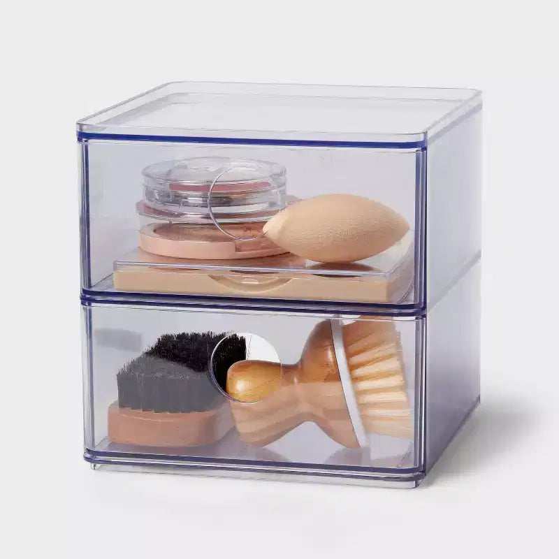 Plastic Clear Stackable 2-Drawer Organizer 6''