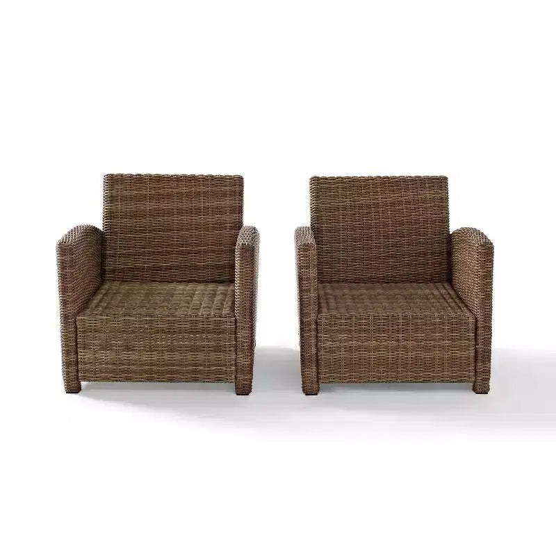Fauteuils en osier de jardin 3 pièces Bradenton avec table d'appoint : structure en acier, résistants aux UV - Crosley