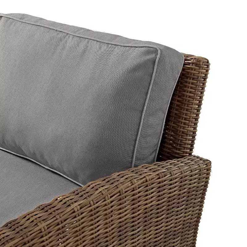 Fauteuils en osier de jardin 3 pièces Bradenton avec table d'appoint : structure en acier, résistants aux UV - Crosley