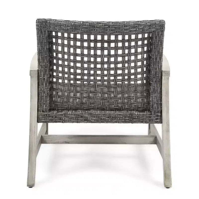 Ensemble de 5 chaises de club et de foyer en bois et osier Breakwater – Gris clair/Noir/Gris – Christopher Knight Home : Structure en acacia, Rotin PE