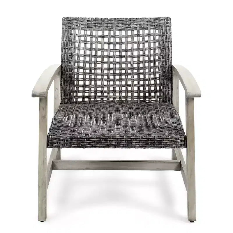 Ensemble de 5 chaises de club et de foyer en bois et osier Breakwater – Gris clair/Noir/Gris – Christopher Knight Home : Structure en acacia, Rotin PE