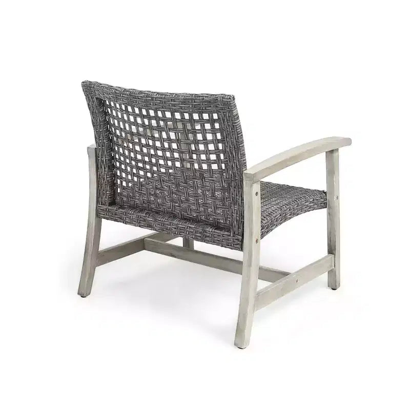 Ensemble de 5 chaises de club et de foyer en bois et osier Breakwater – Gris clair/Noir/Gris – Christopher Knight Home : Structure en acacia, Rotin PE