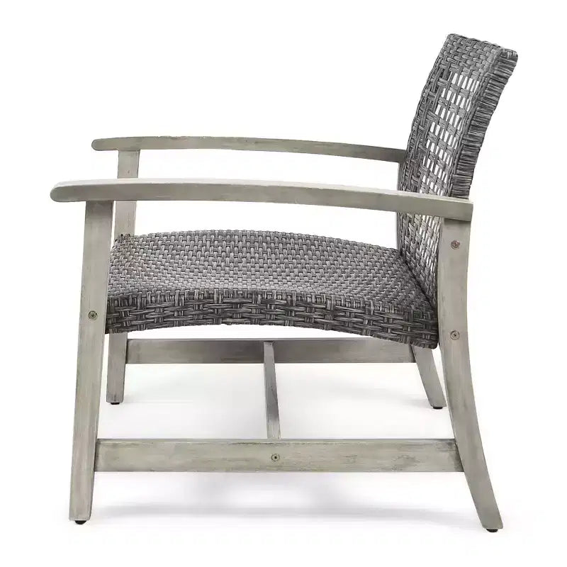 Ensemble de 5 chaises de club et de foyer en bois et osier Breakwater – Gris clair/Noir/Gris – Christopher Knight Home : Structure en acacia, Rotin PE