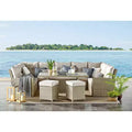 Canaan 4pc All Weather Wicker Outdoor Double Corner Horseshoe Sectional Set Cream - Alaterre Furniture: Weather-Resistant Patio Set with Glass Table