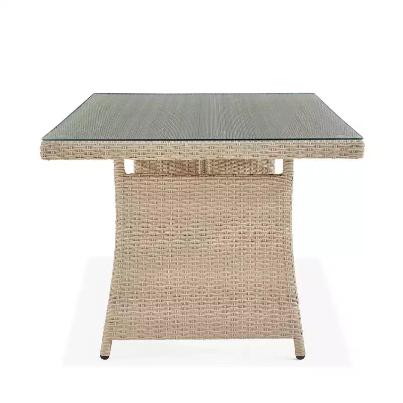 Canaan Ensemble de patio sectionnel double en osier en fer à cheval 4 pièces résistant aux intempéries Crème - Meubles Alaterre : Ensemble de patio résistant aux intempéries avec table en verre