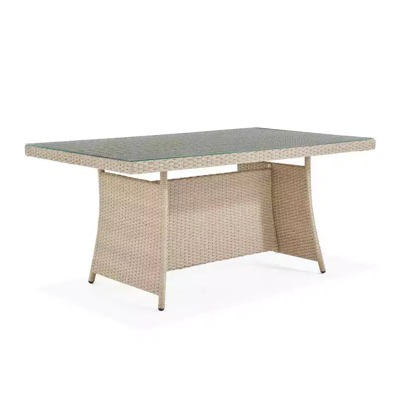 Canaan Ensemble de patio sectionnel double en osier en fer à cheval 4 pièces résistant aux intempéries Crème - Meubles Alaterre : Ensemble de patio résistant aux intempéries avec table en verre