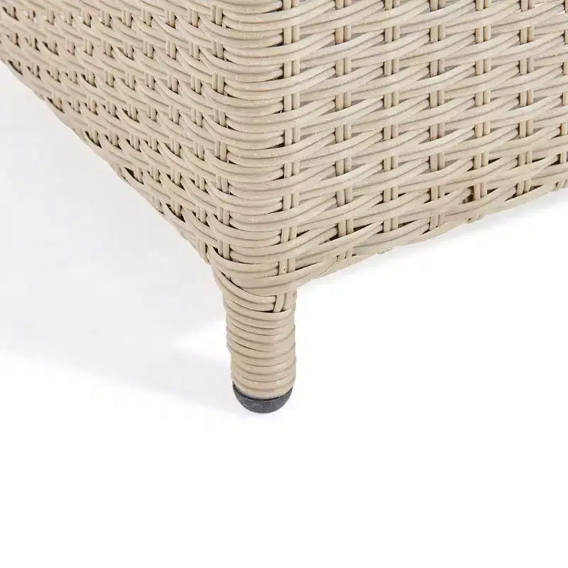 Canaan Ensemble de patio sectionnel double en osier en fer à cheval 4 pièces résistant aux intempéries Crème - Meubles Alaterre : Ensemble de patio résistant aux intempéries avec table en verre