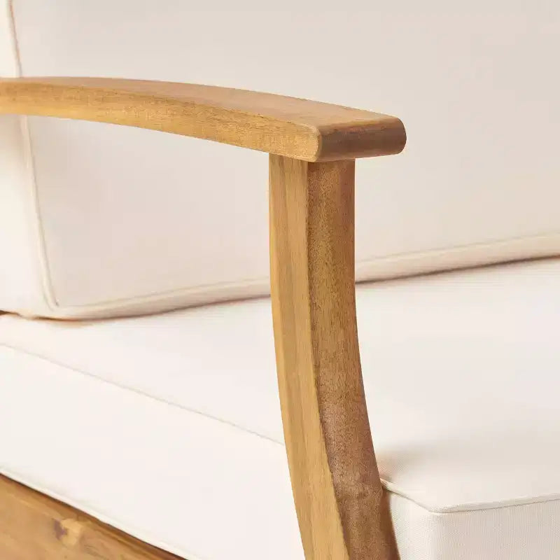 Illona Ensemble canapé d'angle 7 places et table de foyer carrée en bois d'acacia teck/crème/gris clair - Christopher Knight Home