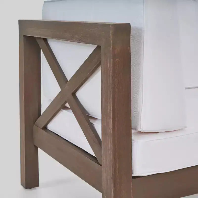 Ensemble de conversation Brava 6 pièces en bois d'acacia - Gris/blanc - Christopher Knight Home