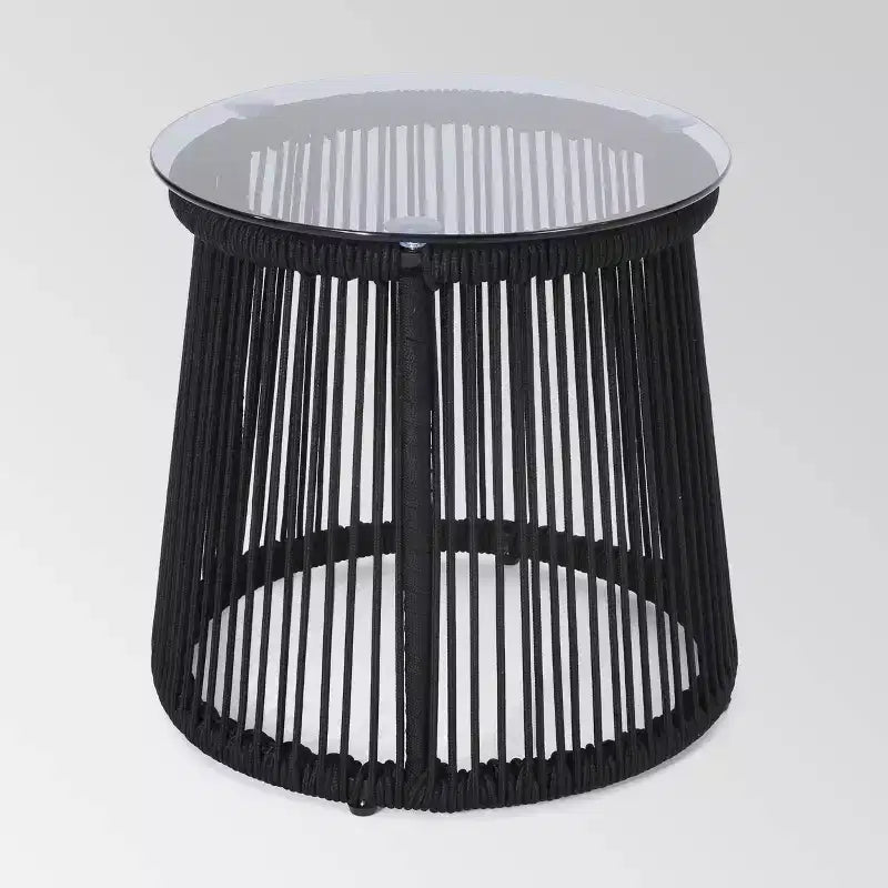 Moonstone Ensemble de conversation moderne 3 pièces en corde tressée - Noir - Christopher Knight Home : Assise d'extérieur résistante aux intempéries