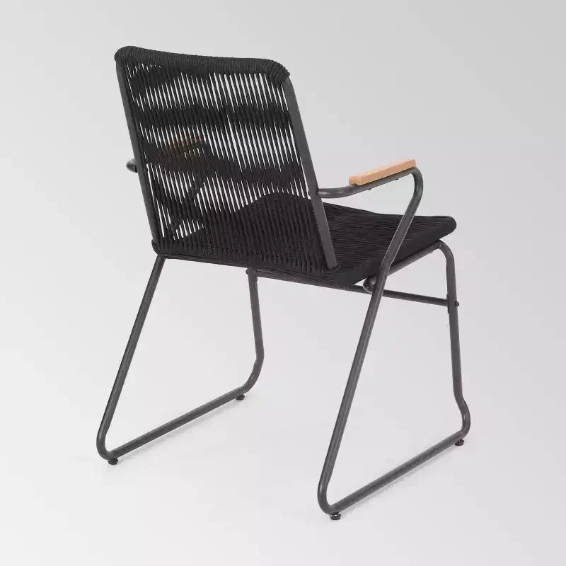 Moonstone Ensemble de conversation moderne 3 pièces en corde tressée - Noir - Christopher Knight Home : Assise d'extérieur résistante aux intempéries