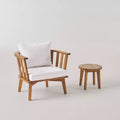 Chilian 2pc Acacia Wood Chair and Table Set - Teak/White - Christopher Knight Home: Weather-Resistant, with Cushions
