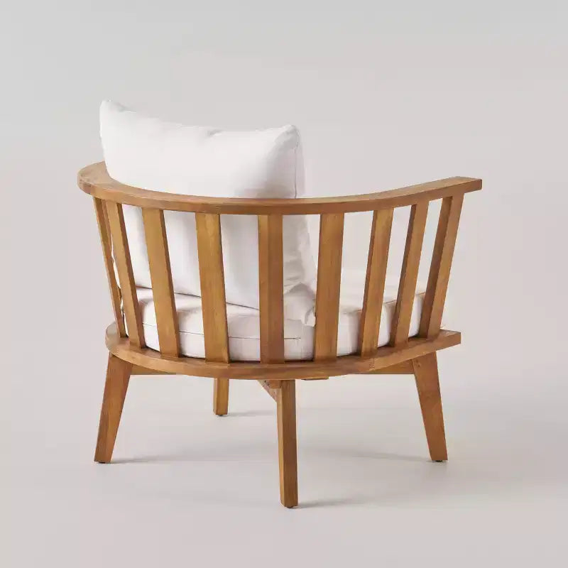 Chilian Ensemble table et 2 chaises en bois d'acacia – teck/blanc – Christopher Knight Home : Résistant aux intempéries, avec coussins
