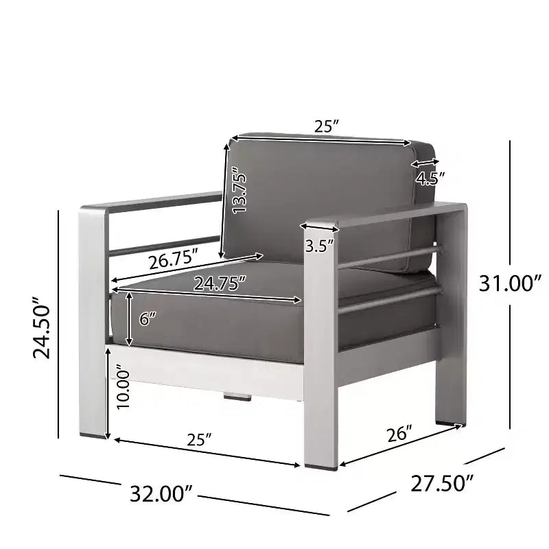 Ensemble de mobilier de jardin 7 pièces en aluminium Cape Coral – Kaki – Christopher Knight Home : Résistant aux intempéries, fauteuils de salon et de club