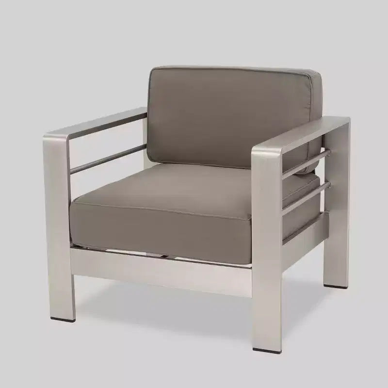 Ensemble de mobilier de jardin 7 pièces en aluminium Cape Coral – Kaki – Christopher Knight Home : Résistant aux intempéries, fauteuils de salon et de club