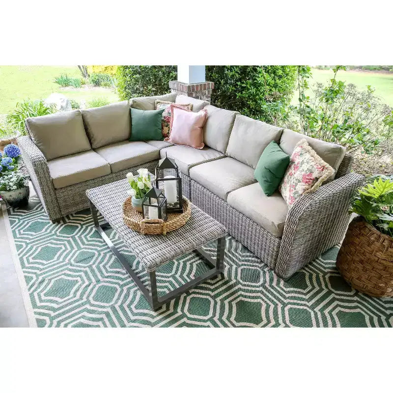 Sectionnel en osier 5 pièces Forsyth Leisure Made en tissu havane