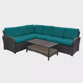 Leisure Made Jackson 5pc Wicker Sectional in Peacock Fabric