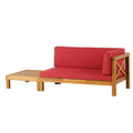 2pc Brava Outdoor Acacia Wood Right Arm Loveseat & Coffee Table with Cushion Teak/Red - Christopher Knight Home