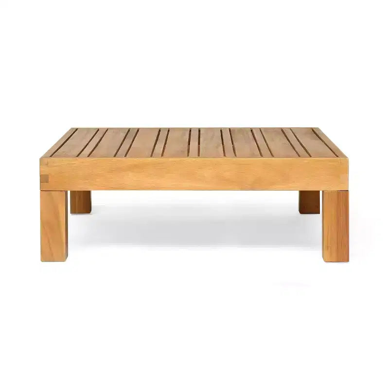 2 fauteuils d'extérieur Brava en bois d'acacia accoudoir droit et table basse avec coussin teck/rouge - Christopher Knight Home