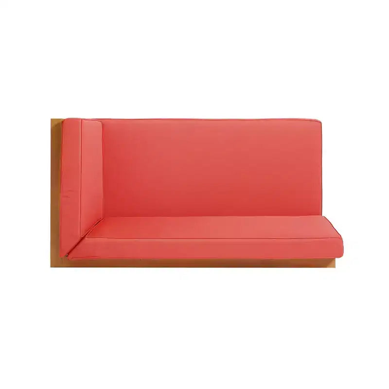 2 fauteuils d'extérieur Brava en bois d'acacia accoudoir droit et table basse avec coussin teck/rouge - Christopher Knight Home