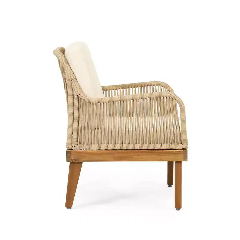 Ensemble 4 pièces Annisa d'extérieur en bois d'acacia avec coussins : résistant aux intempéries, protection UV - Christopher Knight Home