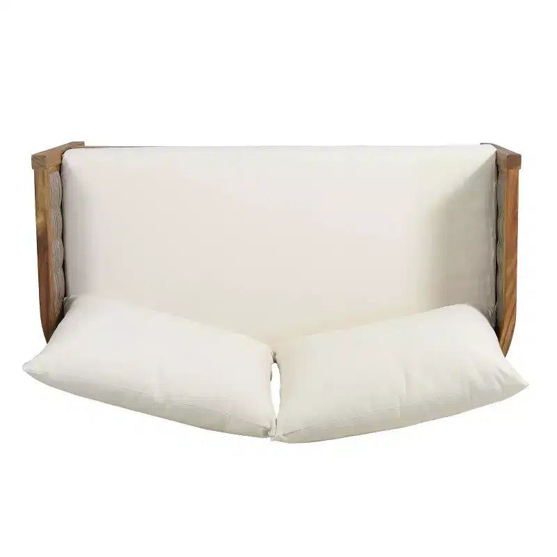 Christopher Knight Home Ensemble causeuse et table basse d'extérieur 2 pièces Burchett en bois d'acacia et rotin avec coussins