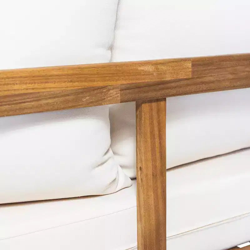 Christopher Knight Home Ensemble causeuse et table basse d'extérieur 2 pièces Burchett en bois d'acacia et rotin avec coussins