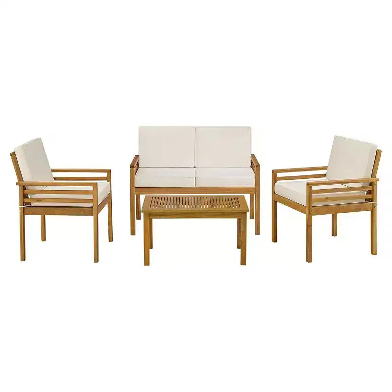 Alaterre Furniture 4pc Okemo Outdoor Weather-Resistant Couch, Dining Chairs & Side Table