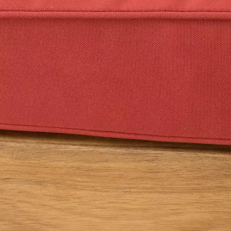 Causeuse à bras droit et table basse d'extérieur Oana en bois d'acacia, lot de 2, teck/rouge - Christopher Knight Home : Salon de jardin rustique avec coussins moelleux