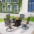 5pc Outdoor Conversation Set with Swivel Chairs & 28" Square Propane Fire Table - Captiva Designs