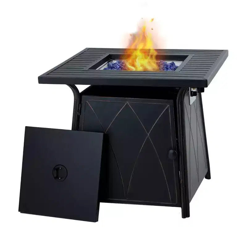 Ensemble de conversation d'extérieur 5 pièces avec fauteuils pivotants et table de cuisson au propane carrée de 71 cm - Captiva Designs
