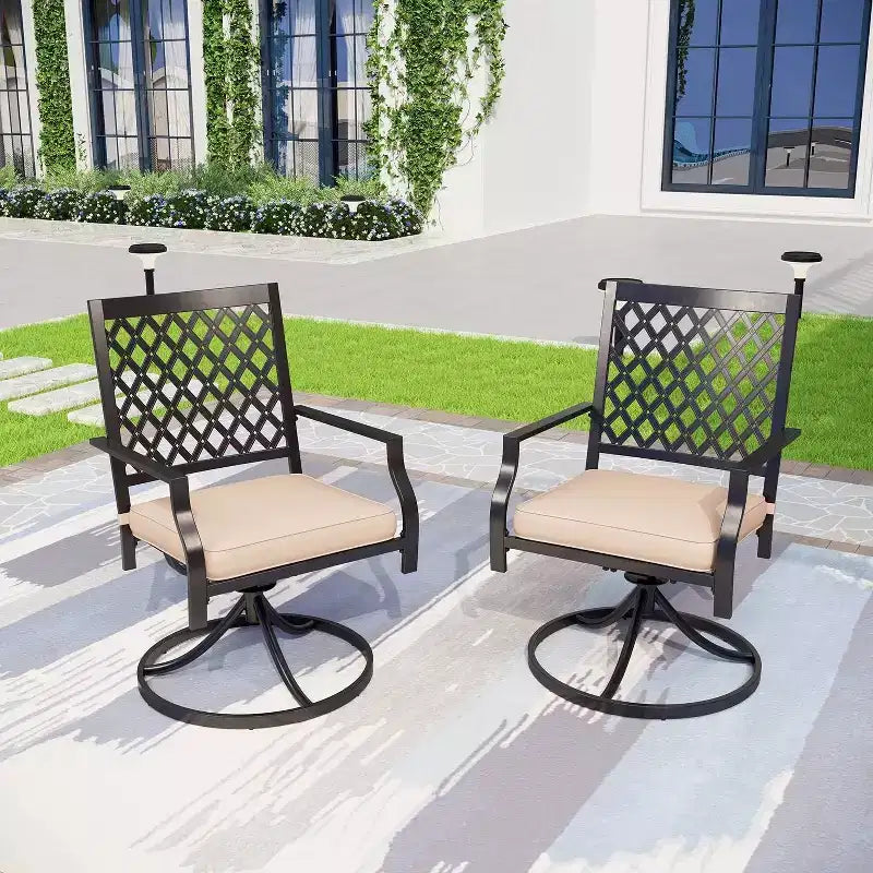 Ensemble de conversation d'extérieur 5 pièces avec fauteuils pivotants et table de cuisson au propane carrée de 71 cm - Captiva Designs