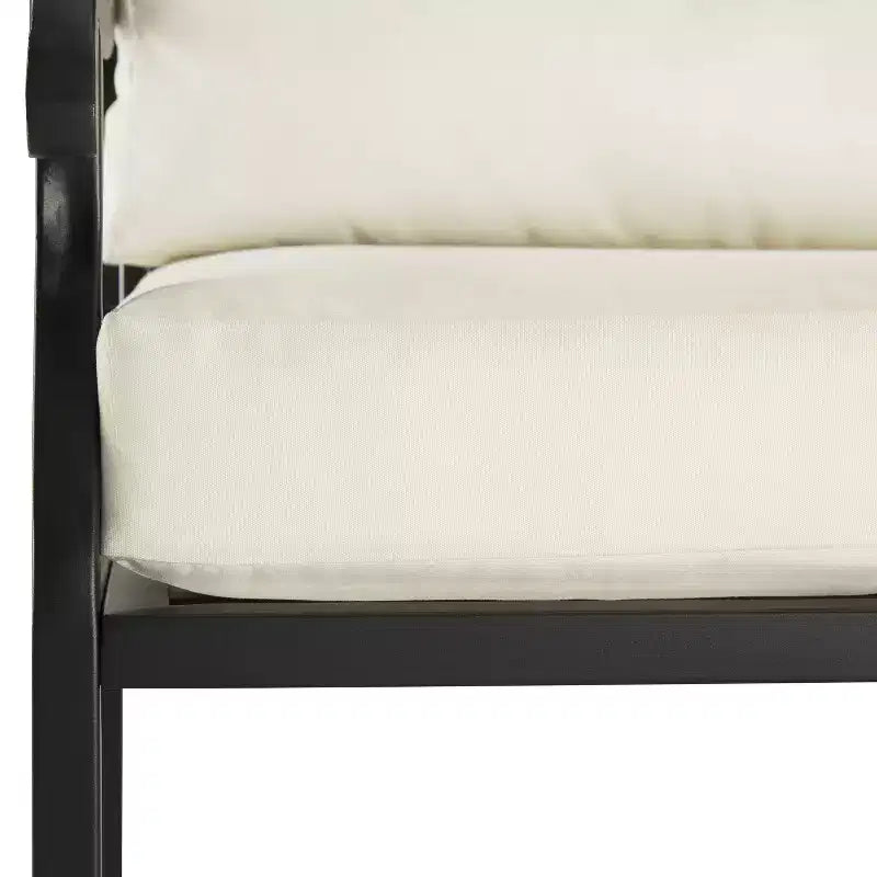 Ensemble de conversation d'extérieur Alistair 4 pièces en acier crème/noir mat - Crosley : Salon de patio résistant aux intempéries avec table basse