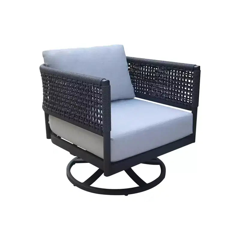 International Concepts Ensemble de Patio Extérieur 2 pièces en Corde d'Abaca Tressée : Fauteuil Pivotant et Table d'Appoint