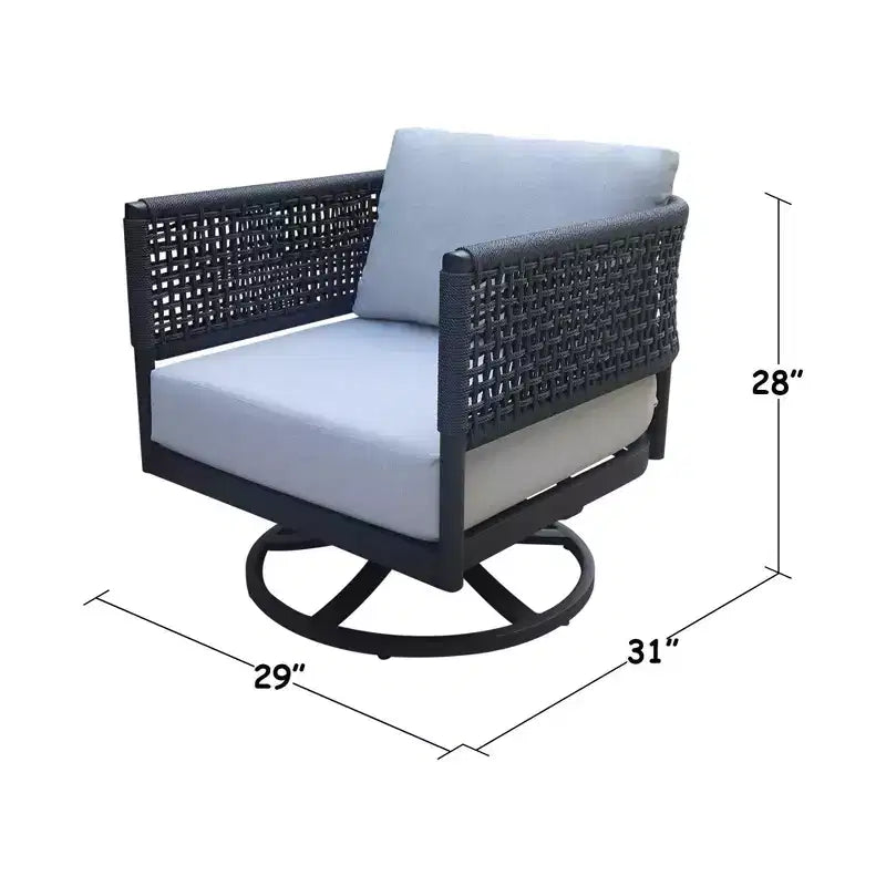 International Concepts Ensemble de Patio Extérieur 2 pièces en Corde d'Abaca Tressée : Fauteuil Pivotant et Table d'Appoint