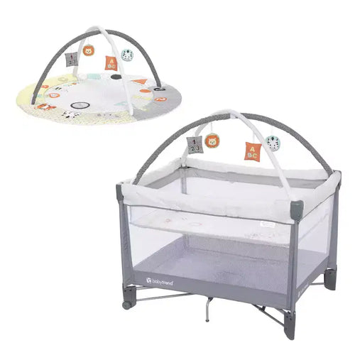 Baby Trend Play Suite 3-in-1 Quick-Fold Playard with Baby Gym - Quartz Stone: Maximum Weight Capacity 30 lbs, Polyester Fill, Steel Frame