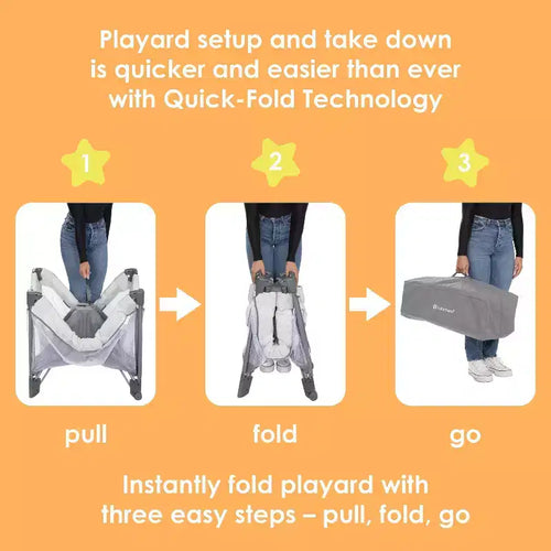 Parc 3-en-1 pliable rapidement avec arche d'activités, cadre en acier, garnissage en polyester, poids max. 13,6 kg