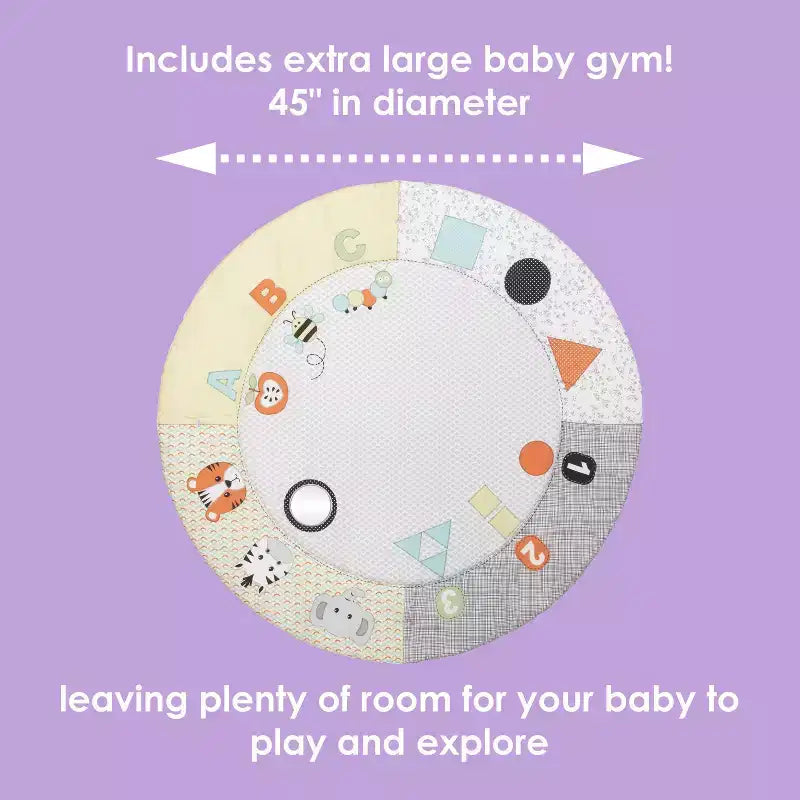 3-in-1 Quick-Fold Playard with Baby Gym, Steel Frame, Polyester Fill, Max 30 lbs