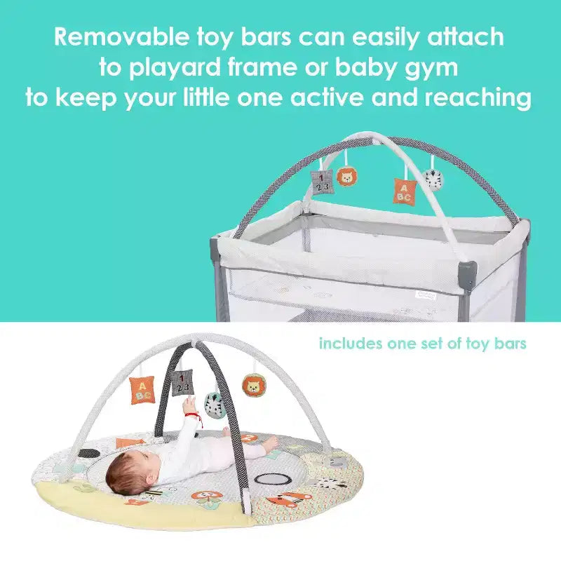 3-in-1 Quick-Fold Playard with Baby Gym, Steel Frame, Polyester Fill, Max 30 lbs