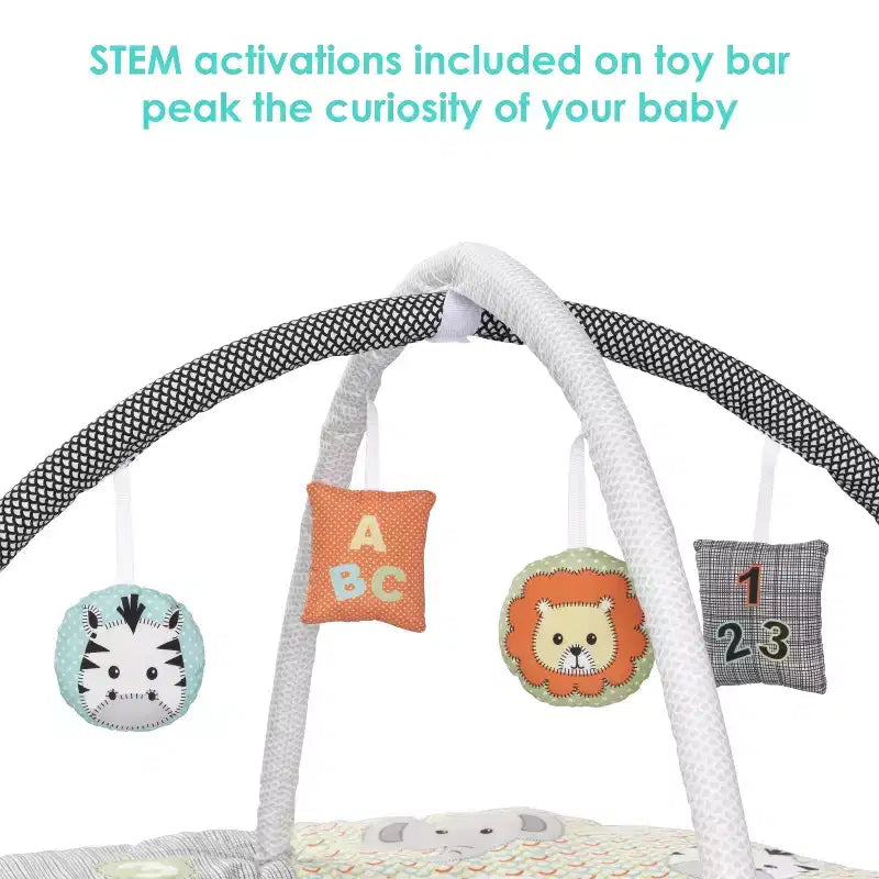3-in-1 Quick-Fold Playard with Baby Gym, Steel Frame, Polyester Fill, Max 30 lbs