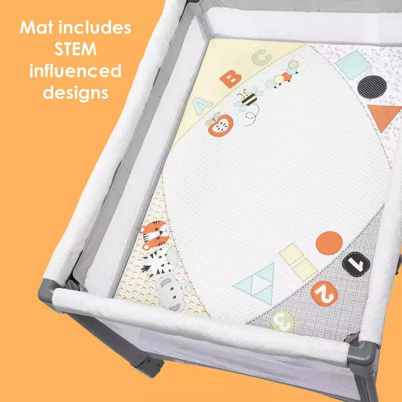 3-in-1 Quick-Fold Playard with Baby Gym, Steel Frame, Polyester Fill, Max 30 lbs