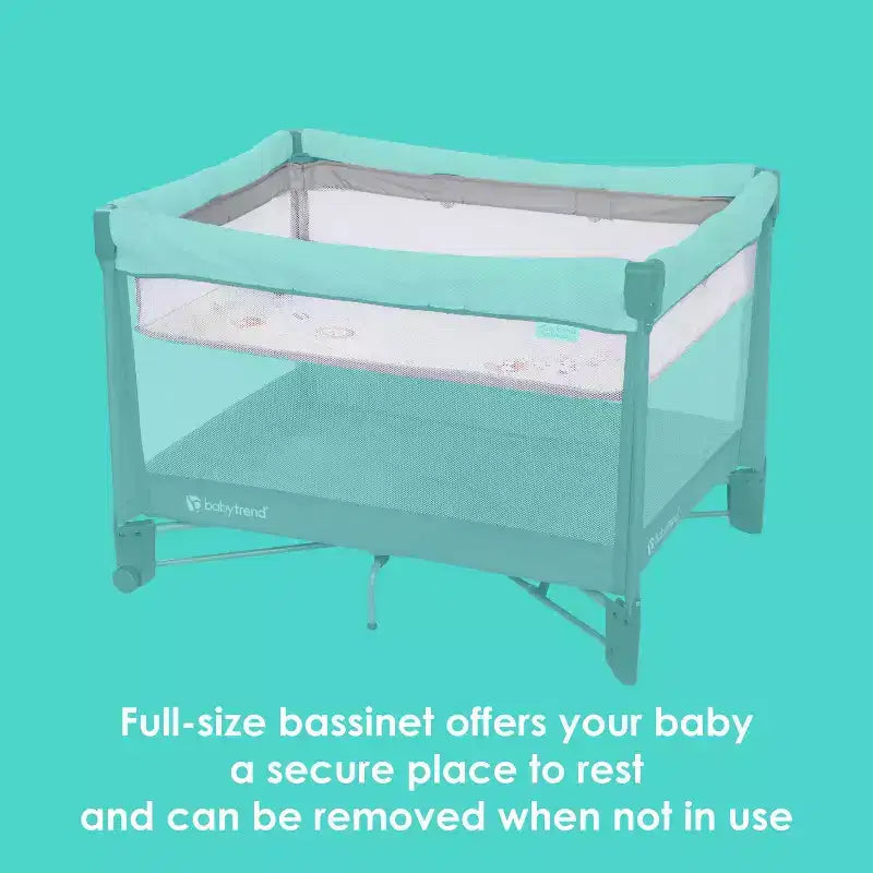3-in-1 Quick-Fold Playard with Baby Gym, Steel Frame, Polyester Fill, Max 30 lbs