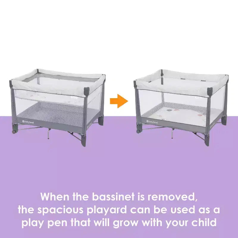 3-in-1 Quick-Fold Playard with Baby Gym, Steel Frame, Polyester Fill, Max 30 lbs