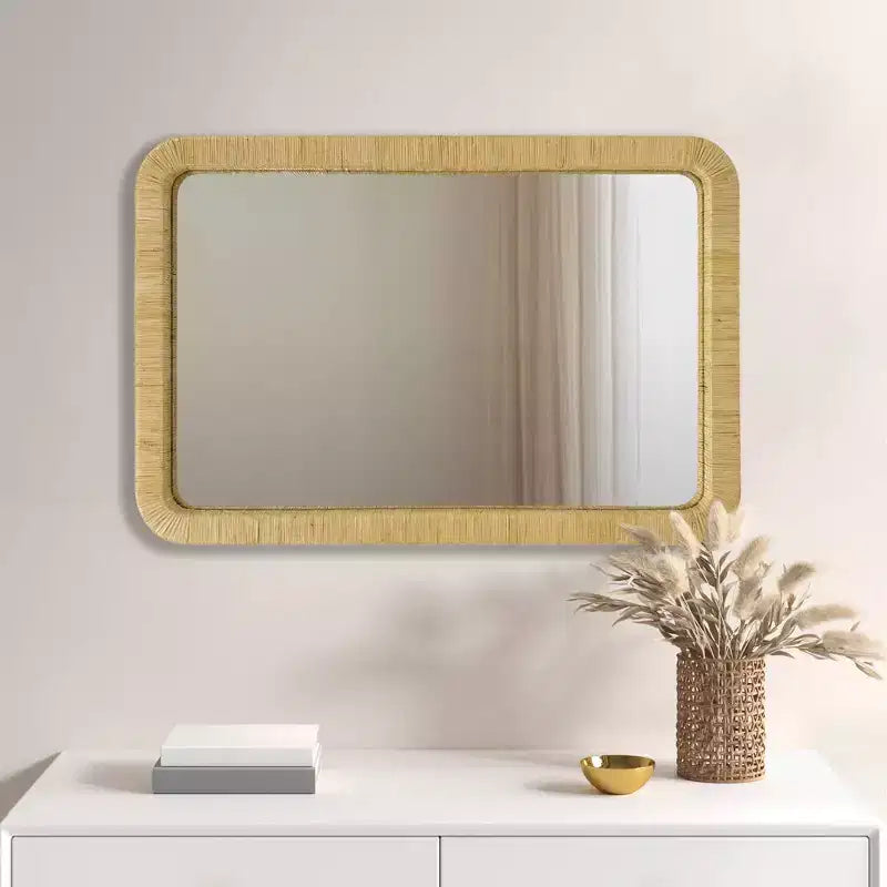 Natural Rattan Rectangle Wall Mirror