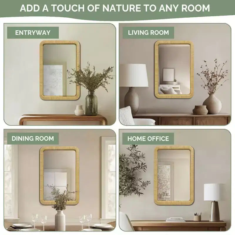 Natural Rattan Rectangle Wall Mirror