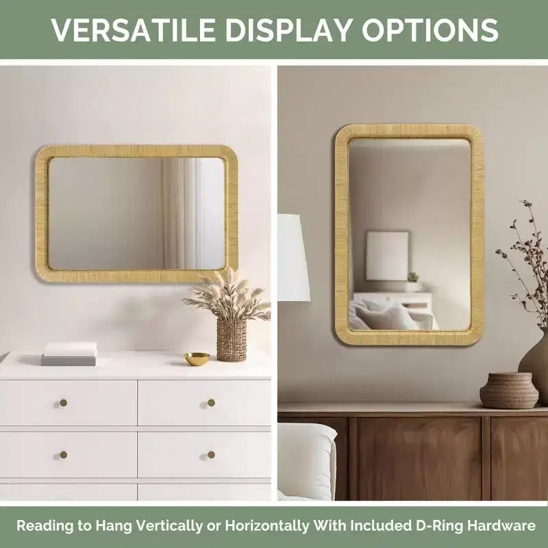 Natural Rattan Rectangle Wall Mirror