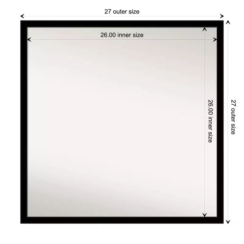 Polystyrene Square Bathroom Wall Mirror Black 28x28''