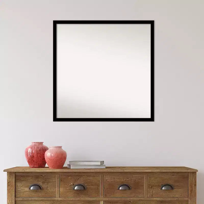 Polystyrene Square Bathroom Wall Mirror Black 28x28''